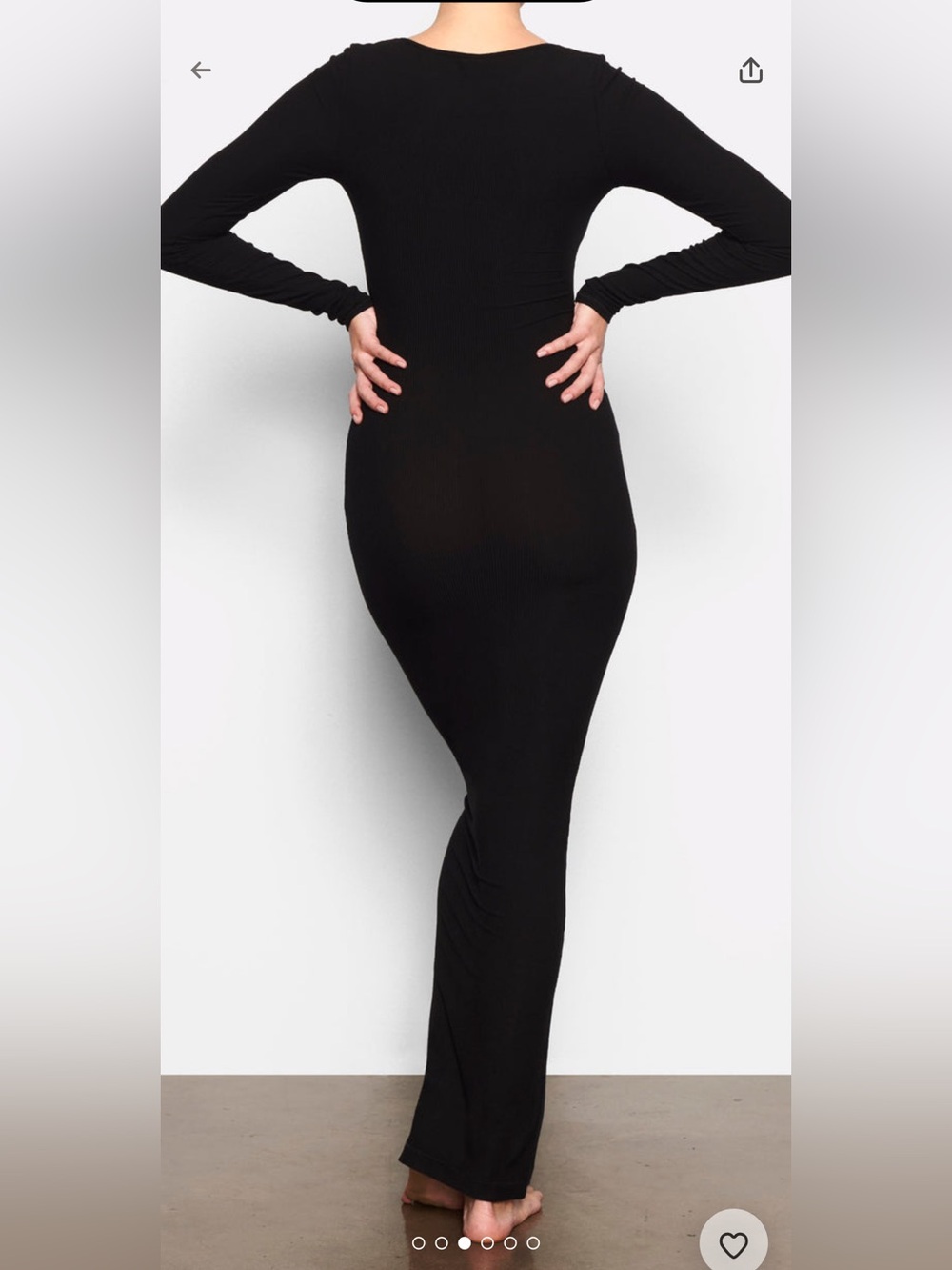 SKIMS Black Long Sleeve Square Neck Maxi Dress, Soft Lounge - Picture 2 of 9